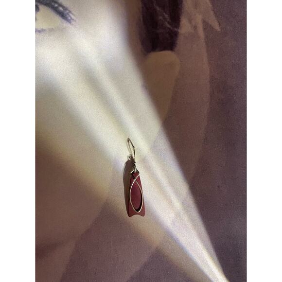 NWT Jody Coyote Vintage Abstract Maroon and Gold-tone Earrings 14 Karat Earwire - Picture 5 of 6